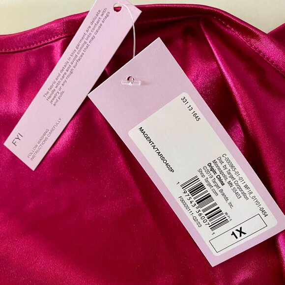 Wild Fable Women's Shiny Knit Tiny Tank Top Magenta Cami Top 1X NEW NWT - Picture 6 of 9